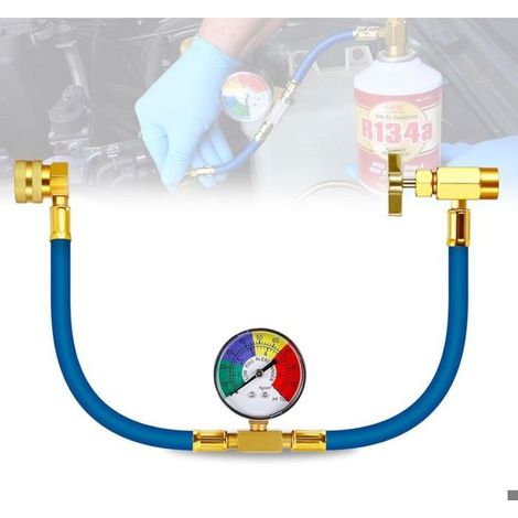 Tuyau de charge R134A pour climatisation automobile – Jauge incluse – 1/2 filetage Amérique et Europe – Kit recharge gaz (1/4)