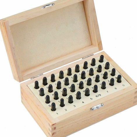Chiffres et Lettres Kit de Poinçons, Tampon Metal, 1/8 Pouce, 3mm 36Pcs Lefou (1/5)