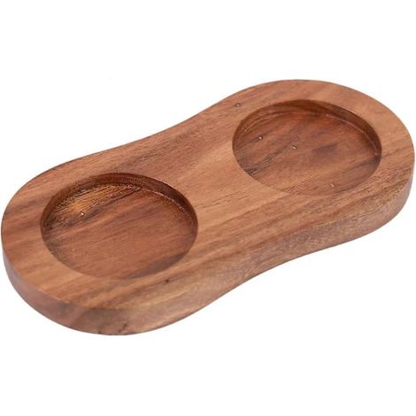 Plateau en bois d'acacia pour moulins à sel et à poivre, conçu pour protéger la table à manger. (1/5)