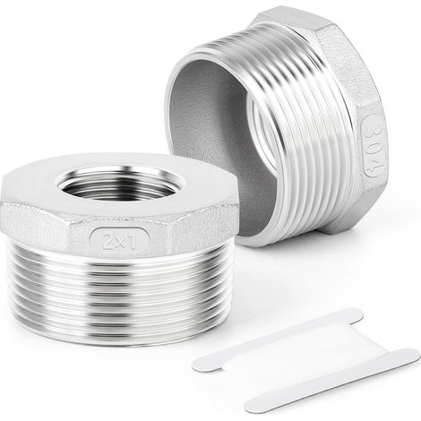 2 pièces, douille hexagonale réductrice en acier inoxydable 304, 2"BSP mâle x 1"BSP femelle, adaptateur de tuyau réducteur, pour gaz de pétrole liquéfié (1/5)