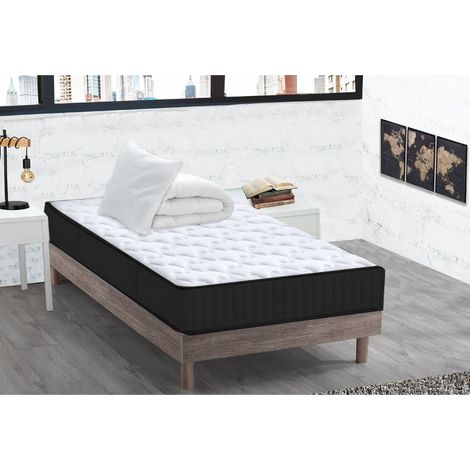 Matelas Mémo 90x200x15cm + 1 Couette 140x200cm + 1 Oreiller 60x60cm (Tous dans un colis)
