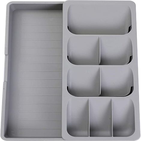 Bandeja organizadora para cubiertos, organizador de cajones de cocina expandible con capacidad para cucharas, tenedores y otros utensilios. (1/5)