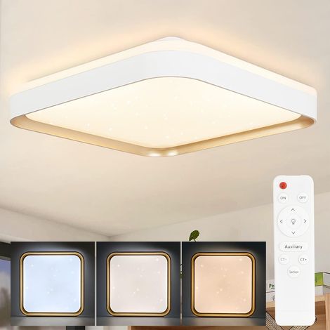 ZMH plafonnier LED plafonnier salon dimmable - 30cm lampe de chambre moderne carré 32W avec télécommande lampe de cuisine en or blanc avec fonction (1/5)