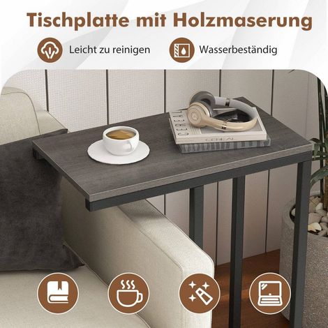 Beistelltisch c form sofatisch mit metallgestell kaffeetisch fur wohnzimmer grau