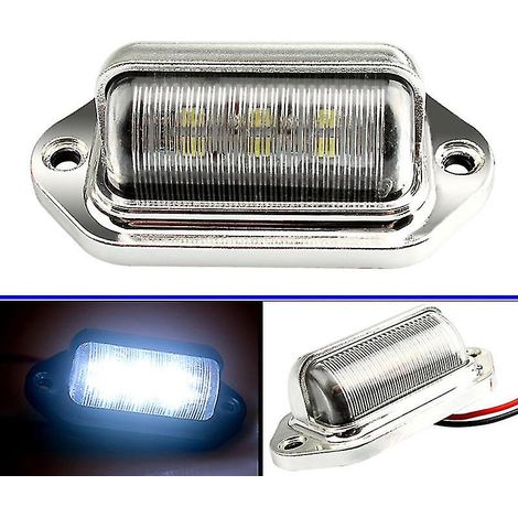 Éclairage de plaque d'immatriculation chromé à 6 LED pour camion, SUV, remorque, fourgonnette (universel) (1/5)