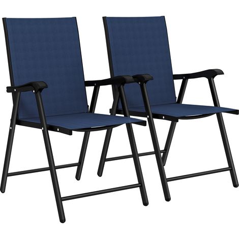 Navy Blue 2-Piece Folding Garden Chairs with Armrests (1/5)