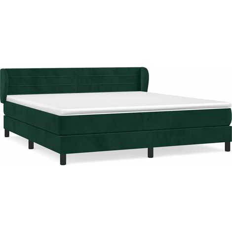 Maison Exclusive - Giroletto a Molle con Materasso Verde Scuro 160x200 cm Velluto (1/5)