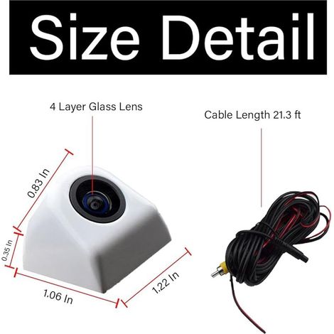 Caméra de recul universelle HD 155° 720P étanche - Pour voiture, SUV, camping-car, remorque, caravane, camionnette, pick-up (blanc) (1/5)