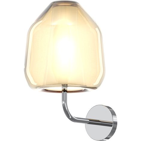 Applique Contemporanea Double Skin Beta Metallo Cromo Vetro Ambra 1 Luce E27