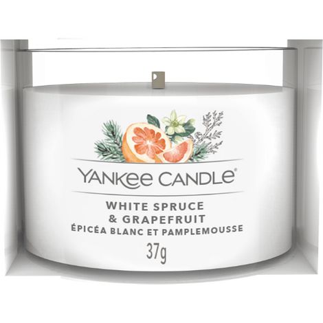 CANDELA VOTIVE IN VETRO WHITE SPRUCE & GRAPEFRUIT - YANKEE CANDLE