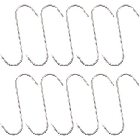 Lot de 10 crochets de boucher pour la transformation de la viande (bacon, jambon, etc.) (1/4)
