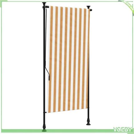 Store roulant d'extérieur - FAFEICY - 368769 - 120 x 270 cm - Orange/Blanc - Tissu polyester 180 g/m² anti-UV (1/5)