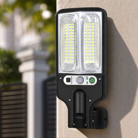 Solarbetriebene Außenleuchte mit Bewegungsmelder, leistungsstarke COB-LED, polykristallines Panel, Lithium-Akku, Fernbedienung, weiß (1/4)