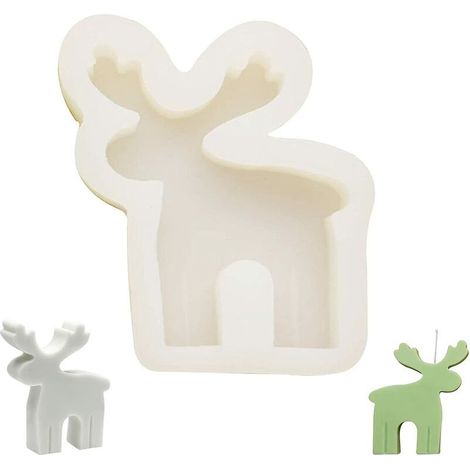 Moule à bougie 3D en forme de cerf de Noël – Moule en silicone pour bougies de Noël – Moule en silicone pour bougies parfumées, savons et bonbons (1/5)