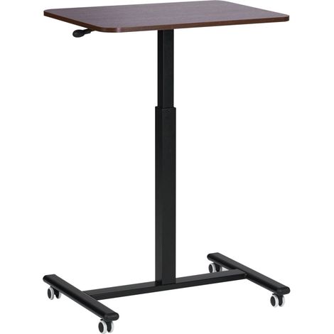 Manual Adjustable Laptop Stand ACADEMIA Dark Brown 65 cm 48 cm with Wheels