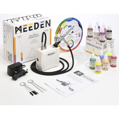 Aerographe Kit Complet: Mini Compresseur Aerographe Portable avec 12 Couleurs × 30ml Peinture Aérographe - 0.5mm Pistolet Aérographe Portable pour Maquillage, Ongles, Tatouages (1/5)