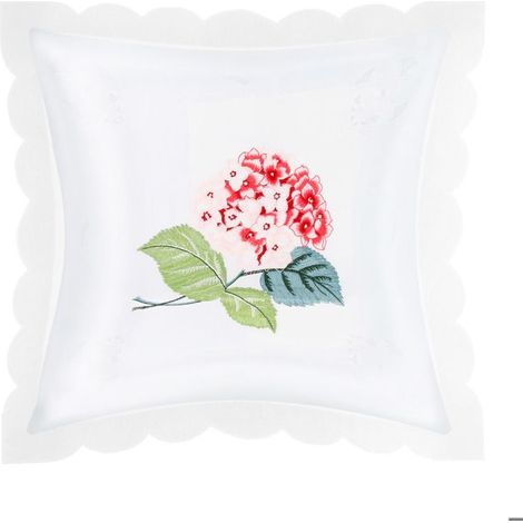 Housses de Coussin - AVIZAR - 40x40 cm - Brodée Fleur Hortensia - Couleur Rose - Style Classique