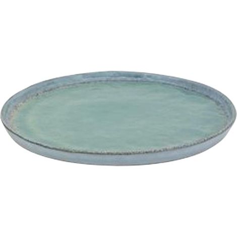 Plato de gres verde esmaltado a mano, cerámica rústica (1/4)