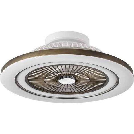 Ventilador de techo LED "Mato" regulable con control remoto (72W 3CCT 6120lm) IP20 Ø158cm color cuero y blanco (1/5)