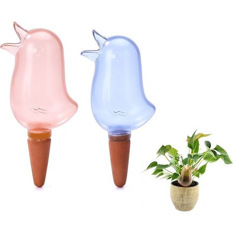 Ensemble de 2 goutteurs d'eau - Goutte-oiseau - Système d'arrosage goutte à goutte pour plantes - Système d'arrosage pour plantes d'intérieur - Globe d'arrosage - Système d'irrigation goutte à goutte (1/5)