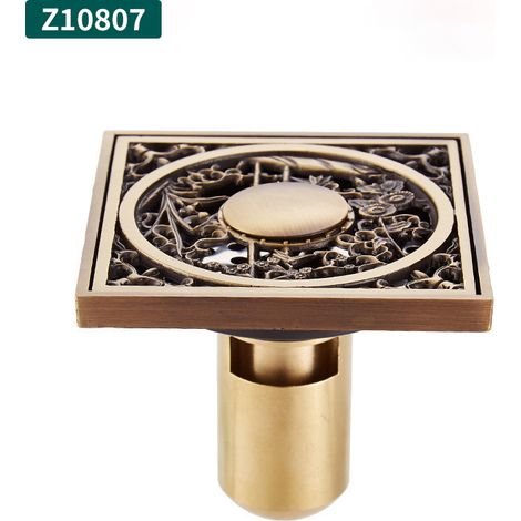 Siphon de sol désodorisant en cuivre antique, adapté à la salle de bain/douche, z10807 (10 cm x 10 cm) (1/5)