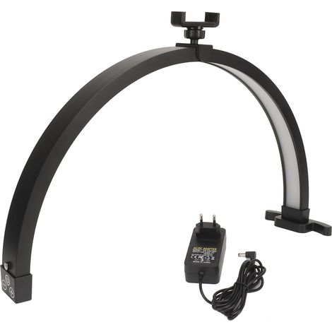 Lampe de bureau demi-lune 50 cm (20 pouces), 20 W, 1500 lm, température de couleur réglable de 3200 à 5600 K, avec pince pour téléphone, idéale pour les extensions de cils et les soins de la peau. (1/5)