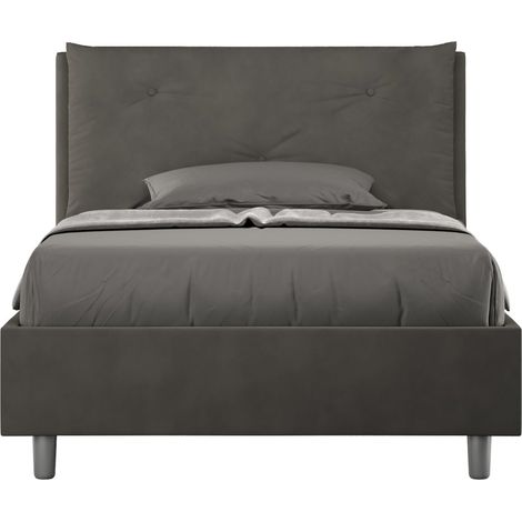 Letto una piazza e mezza contenitore imbottito 120x190 microfibra grigio Appia Large