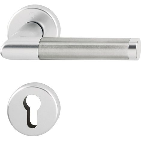 HOPPE pulsante Set di Amsterdam con rosone PZ cilindro, argento anodizzato/acciaio inox, 3286702