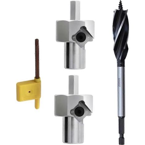 Outil d'alésage et de chanfreinage pour trous de chien d'établi, en alliage d'aluminium, tige pour trous de 20 mm et 19 mm, pour le travail du bois, le façonnage, les perceuses électriques et les rogn (1/5)