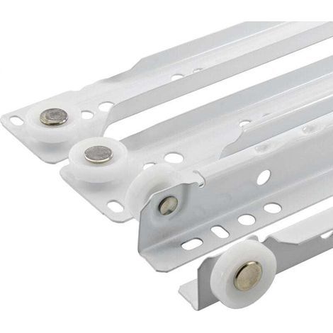 (1 paio, 45 cm) Guida per cassetto - Guida per cassetto - Guida per cassetto da cucina - Guide per cassetti - Binario scorrevole - Guida a estrazione parziale in acciaio bianco (1/3)