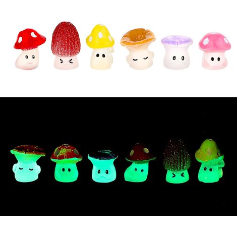 Mini Champignons Lumineux en Résine, Lot de 12 Jolis Champignons Sauvages Décoration 1.6 X1.4 Cm Miniature de Jardin Féérique Accessoires pour Chambres Cours Jardins en Pot (1/4)