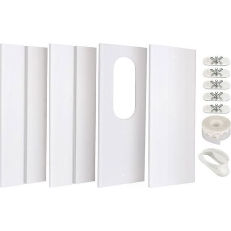 4PCS Kit de Plaque Fenêtre Climatiseur Mobile, Kit de Glissière de Fenêtre Climatiseur Portable, Kit Calfeutrage Fenêtre (1/4)