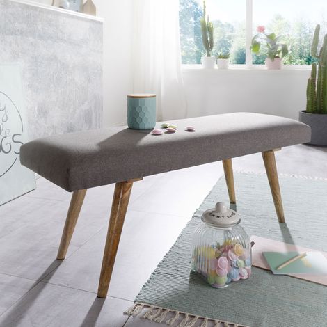 Banc 117x38x51 cm en coton et piétement en manguier massif (1/4)