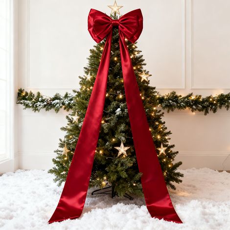 Décoration de nœud géant pour décorations de sapin de Noël, grand nœud pour mariage, Noël, automne, fête, décoration de Noël, 190 x 47 cm (1/5)