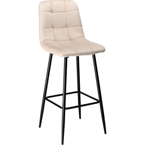 Sgabello da bar Hamilton in velluto beige
