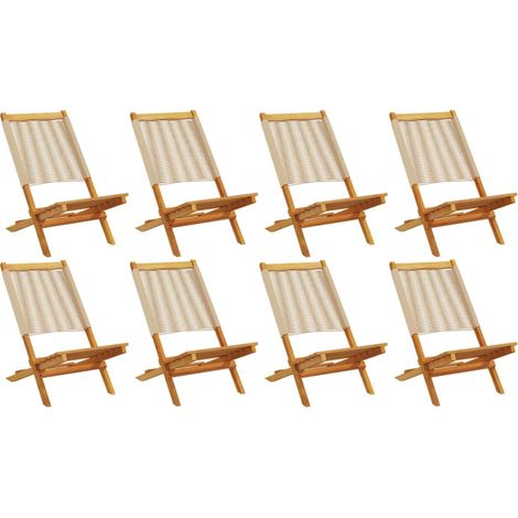 Maison Exclusive - Sedie da Giardino Pieghevoli 8pz Beige Legno Massello di Acacia (1/5)
