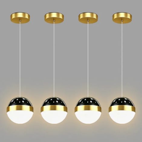 4pcs Suspension Luminaire Moderne LED,Lampe de Projection Abat-jour Acrylique Design Rond Plafonnier Style Norique,Chaud (1/5)