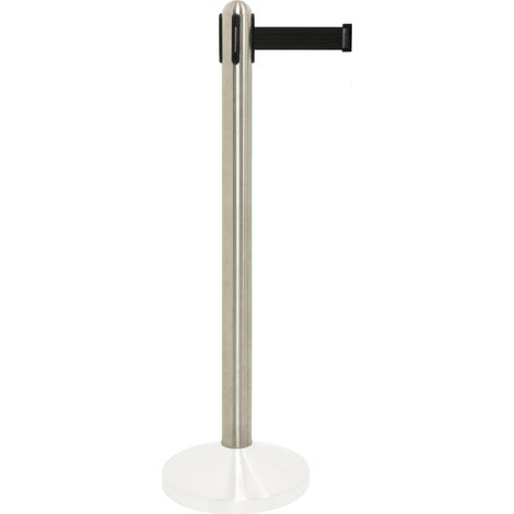 Poteau à corde rétractable noire en nylon - acier inoxydable - 100cm (corde 210cm) (socle NON inclus)       - Securit