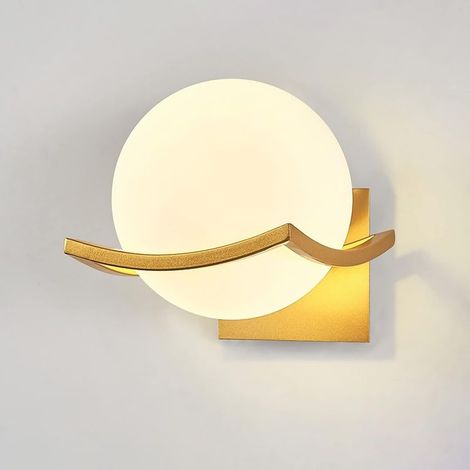 Applique Murale Globe blanc, Applique Murale LED Moderne du Milieu du siècle, luminaire Mural pour Salle de Bain, Chambre à Coucher, Salon, Couloir (1/5)
