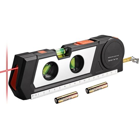 Multipurpose Laser Level, Cross Laser, Tape Measure 9.8 Feet, Adjustable Inch and Centimeter Ruler for Hanging Photos, Cabinets, Tiles and Walls (1/5)
