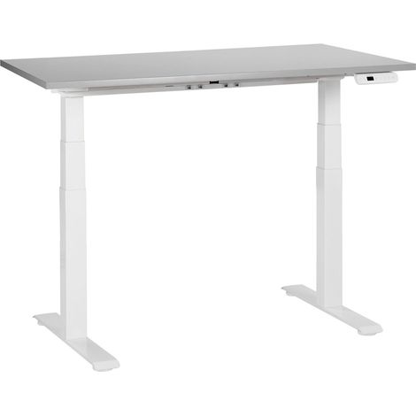 Schreibtisch elektrisch höhenverstellbar DESTINES Grau / Weiß 120 cm 72 cm