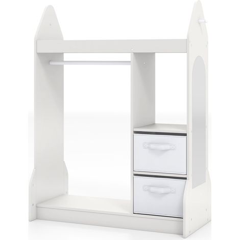 Armadio per bambini con specchio, bianco, 107 cm