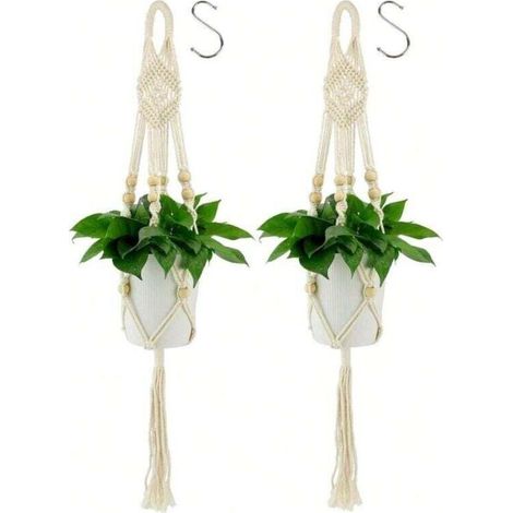 Pots suspendus pour plantes d'intérieur, 2 pièces, support pour plantes en macramé, adapté aux jardins et balcons extérieurs (1/4)