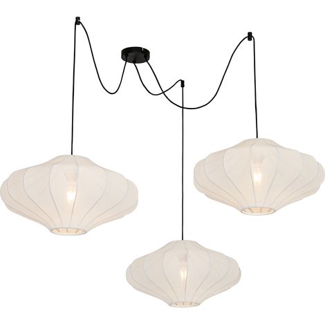 QAZQA Japandi Lámpara colgante inteligente blanca 50cm 3 luces con 3 Wifi G95 - Plu Acero /Textil Otros Adecuado para LED Max. 3 x 7 Watt (1/4)