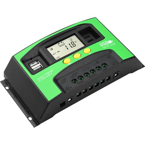 1 Contrôleur de charge solaire 30 A, écran LCD, tension 12 V/24 V, pour batterie au plomb-acide