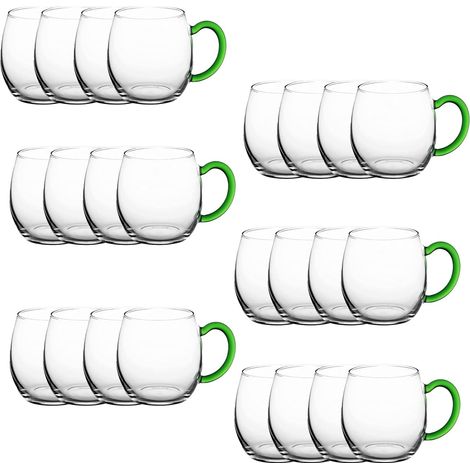 24 verres à vin avec anse verte 250 ml, gradués
