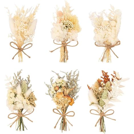6 ramos de flores secas hechos a mano, decoración para oficina/jarrón, flores pequeñas en un marco de fotos