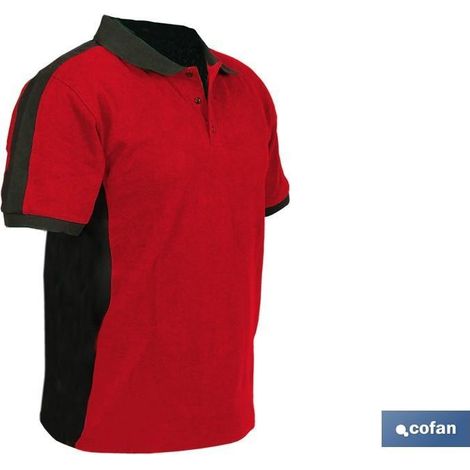 Polo de trabajo roja y negra 210 g/m2, 95% algodón y 5% elastano, talla S (1/3)