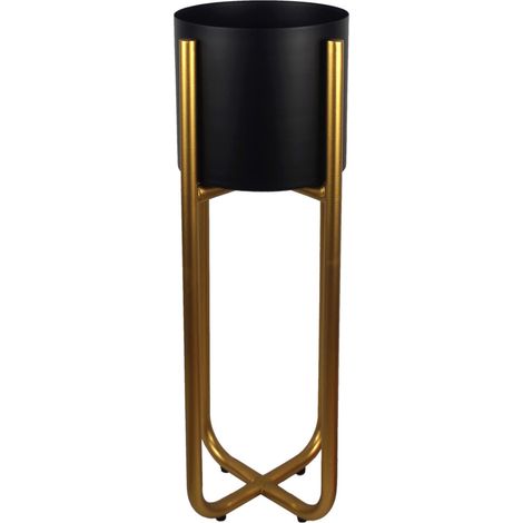 Tall Gold Stand with Black Metal Planter 62cm x 18cm (1/4)