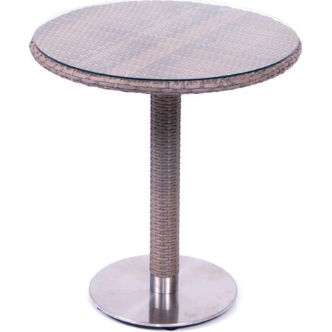 Tavolo in wicker con piano rotondo misura 70 cm colore TORTORA mod. Minorca